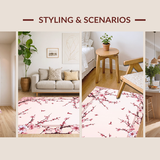 Ultra Soft Area Rug, Non Slip, Stain Resistant, Washable Area Rugs for Living Room, Bedroom, Charming Floral Petal Aesthetic(Pink)
