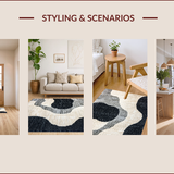 Ultra Soft Area Rug, Non Slip, Stain Resistant, Washable Area Rugs for Living Room, Bedroom, Global-Inspired Ivory Black Living Room Stain-Resistant Rug(Beige)