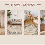 Ultra Soft Area Rug, Non Slip, Stain Resistant, Washable Area Rugs for Living Room, Bedroom, Elegant Neutral Floral Composition(Beige)