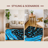 Ultra Soft Area Rug, Non Slip, Stain Resistant, Washable Area Rugs for Living Room, Bedroom, Dynamic Modern Graphic Theme(Blue)