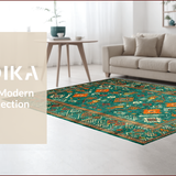 Ultra Soft Area Rug, Non Slip, Stain Resistant, Washable Area Rugs for Living Room, Bedroom, Chic Distressed Ethnic Pattern(Green)