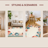 Ultra Soft Area Rug, Non Slip, Stain Resistant, Washable Area Rugs for Living Room, Bedroom, Playful Coastal Color Burst(Beige)