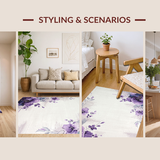 Ultra Soft Area Rug, Non Slip, Stain Resistant, Washable Area Rugs for Living Room, Bedroom, Chic Watercolor Floral Arrangement(Purple)