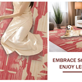 Ultra Soft Area Rug, Non Slip, Stain Resistant, Washable Area Rugs for Living Room, Bedroom, Cozy Abstract Earthy Hues(Red)