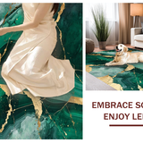 Ultra Soft Area Rug, Non Slip, Stain Resistant, Washable Area Rugs for Living Room, Bedroom, Vibrant Green and Gold Artistic Vibes(Green)