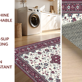 Ultra Soft Area Rug, Non Slip, Stain Resistant, Washable Area Rugs for Living Room, Bedroom, Contemporary Vibrant Trellis Design(White)