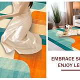 Ultra Soft Area Rug, Non Slip, Stain Resistant, Washable Area Rugs for Living Room, Bedroom, Abstract Mid Century Vibes(Orange)
