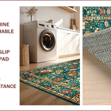Ultra Soft Area Rug, Non Slip, Stain Resistant, Washable Area Rugs for Living Room, Bedroom, Rustic Earthy Floral Tapestry(Green)