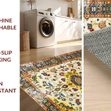 Ultra Soft Area Rug, Non Slip, Stain Resistant, Washable Area Rugs for Living Room, Bedroom, Abstract Colorful Floral Harmony(Yellow)