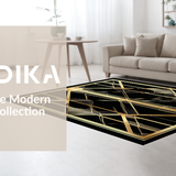 Ultra Soft Area Rug, Non Slip, Stain Resistant, Washable Area Rugs for Living Room, Bedroom, Sophisticated Black and Gold Fusion(Gold)