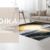 Ultra Soft Area Rug, Non Slip, Stain Resistant, Washable Area Rugs for Living Room, Bedroom, Whimsical Black Sunshine Pattern(Gold)