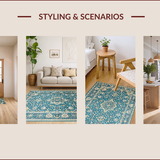 Ultra Soft Area Rug, Non Slip, Stain Resistant, Washable Area Rugs for Living Room, Bedroom, Transitional Soft Beige Patterned Flourish(Blue)