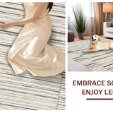 Ultra Soft Area Rug, Non Slip, Stain Resistant, Washable Area Rugs for Living Room, Bedroom, Contemporary Black & White Band Pattern Rug with Precision Striped Motifs(Black)