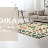 Ultra Soft Area Rug, Non Slip, Stain Resistant, Washable Area Rugs for Living Room, Bedroom, Intricate Floral Boho Display(Beige)