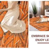Ultra Soft Area Rug, Non Slip, Stain Resistant, Washable Area Rugs for Living Room, Bedroom, Tribal Orange Geometric Motif(Orange)