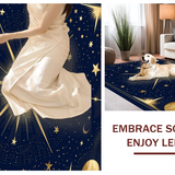 Ultra Soft Area Rug, Non Slip, Stain Resistant, Washable Area Rugs for Living Room, Bedroom, Whimsical Starry Night Imagery(Black)