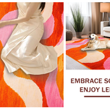 Ultra Soft Area Rug, Non Slip, Stain Resistant, Washable Area Rugs for Living Room, Bedroom, Eclectic Orange and Pink Fusion(Orange)