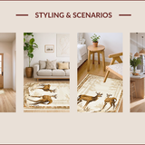 Ultra Soft Area Rug, Non Slip, Stain Resistant, Washable Area Rugs for Living Room, Bedroom, Chic Naturalist Sika Print(Beige)