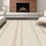 Ultra Soft Area Rug, Non Slip, Stain Resistant, Washable Area Rugs for Living Room, Bedroom, Warm Beige Tones in Wave Design(Beige)