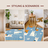 Ultra Soft Area Rug, Non Slip, Stain Resistant, Washable Area Rugs for Living Room, Bedroom, Quaint Farmhouse Animal Imagery(Blue)
