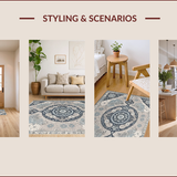 Ultra Soft Area Rug, Non Slip, Stain Resistant, Washable Area Rugs for Living Room, Bedroom, Vintage Floral Kitchen Washable Accent Carpet(Gray)