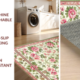 Ultra Soft Area Rug, Non Slip, Stain Resistant, Washable Area Rugs for Living Room, Bedroom, Artful Seasonal Floral Composition(Ivory)