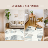 Ultra Soft Area Rug, Non Slip, Stain Resistant, Washable Area Rugs for Living Room, Bedroom, Rustic Textured Swirl Arrangement(Gray)