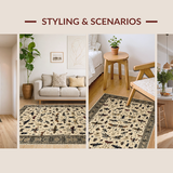 Ultra Soft Area Rug, Non Slip, Stain Resistant, Washable Area Rugs for Living Room, Bedroom, Classic Earth Tones with Insects(Beige)