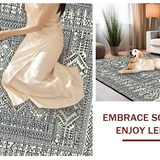 Ultra Soft Area Rug, Non Slip, Stain Resistant, Washable Area Rugs for Living Room, Bedroom, Vibrant Ethnic Diamond Patterns(Gray)