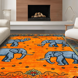 Ultra Soft Area Rug, Non Slip, Stain Resistant, Washable Area Rugs for Living Room, Bedroom, Vibrant Semi-Circle Wildlife Aesthetic(Orange)