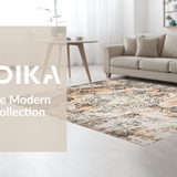 Ultra Soft Area Rug, Non Slip, Stain Resistant, Washable Area Rugs for Living Room, Bedroom, Rustic Tiled Design in Cream Tones(Beige)