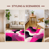 Ultra Soft Area Rug, Non Slip, Stain Resistant, Washable Area Rugs for Living Room, Bedroom, Lively Modern Gradient Design Elements(Pink)