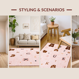 Ultra Soft Area Rug, Non Slip, Stain Resistant, Washable Area Rugs for Living Room, Bedroom, Joyful Playtime Round Rug(Pink)
