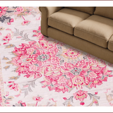 Ultra Soft Area Rug, Non Slip, Stain Resistant, Washable Area Rugs for Living Room, Bedroom, Delicate Romantic Rose Motif(Pink)
