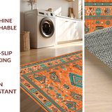 Ultra Soft Area Rug, Non Slip, Stain Resistant, Washable Area Rugs for Living Room, Bedroom, Dynamic Colorful Trellis Elements(Orange)