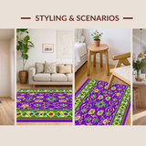 Ultra Soft Area Rug, Non Slip, Stain Resistant, Washable Area Rugs for Living Room, Bedroom, Luxurious Multi-Color Geometric Motif(Purple)