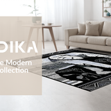 Ultra Soft Area Rug, Non Slip, Stain Resistant, Washable Area Rugs for Living Room, Bedroom, Transitional Textured Animal Graphic Design(Black)