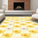 Ultra Soft Area Rug, Non Slip, Stain Resistant, Washable Area Rugs for Living Room, Bedroom, Vibrant Flower Design with Rustic Appeal(Yellow)