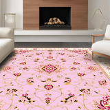 Ultra Soft Area Rug, Non Slip, Stain Resistant, Washable Area Rugs for Living Room, Bedroom, Luxurious Gold Accented Traditional Pattern(Pink)