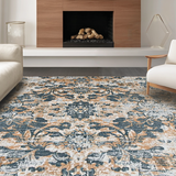 Ultra Soft Area Rug, Non Slip, Stain Resistant, Washable Area Rugs for Living Room, Bedroom, Elegant Neutral Medallion Design(Brown)