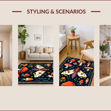 Ultra Soft Area Rug, Non Slip, Stain Resistant, Washable Area Rugs for Living Room, Bedroom, Witchy Black Farmhouse Living Room Non-Slip Rug(Red)