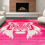 Ultra Soft Area Rug, Non Slip, Stain Resistant, Washable Area Rugs for Living Room, Bedroom, Elegant Safari Inspired Motif(Pink)