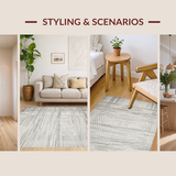Ultra Soft Area Rug, Non Slip, Stain Resistant, Washable Area Rugs for Living Room, Bedroom, Serene Geometric Coastal Inspired Look(Gray)