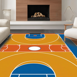 Ultra Soft Area Rug, Non Slip, Stain Resistant, Washable Area Rugs for Living Room, Bedroom, Bold Geometric Basketball Motif(Orange)