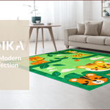 Ultra Soft Area Rug, Non Slip, Stain Resistant, Washable Area Rugs for Living Room, Bedroom, Vibrant Jungle Animal Aesthetic(Green)