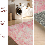 Ultra Soft Area Rug, Non Slip, Stain Resistant, Washable Area Rugs for Living Room, Bedroom, Playful Whimsical Diamond Design(Pink)