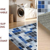 Ultra Soft Area Rug, Non Slip, Stain Resistant, Washable Area Rugs for Living Room, Bedroom, Elegant Abstract Tiled Pattern(Blue)