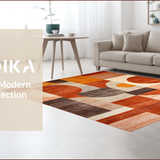 Ultra Soft Area Rug, Non Slip, Stain Resistant, Washable Area Rugs for Living Room, Bedroom, Bold Abstract Geometric Fusion(Orange)