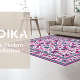Ultra Soft Area Rug, Non Slip, Stain Resistant, Washable Area Rugs for Living Room, Bedroom, Chic Dark Floral Aesthetic(White)