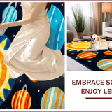 Ultra Soft Area Rug, Non Slip, Stain Resistant, Washable Area Rugs for Living Room, Bedroom, Colorful Solar System Playroom Non-Slip Kids Carpet(Blue)